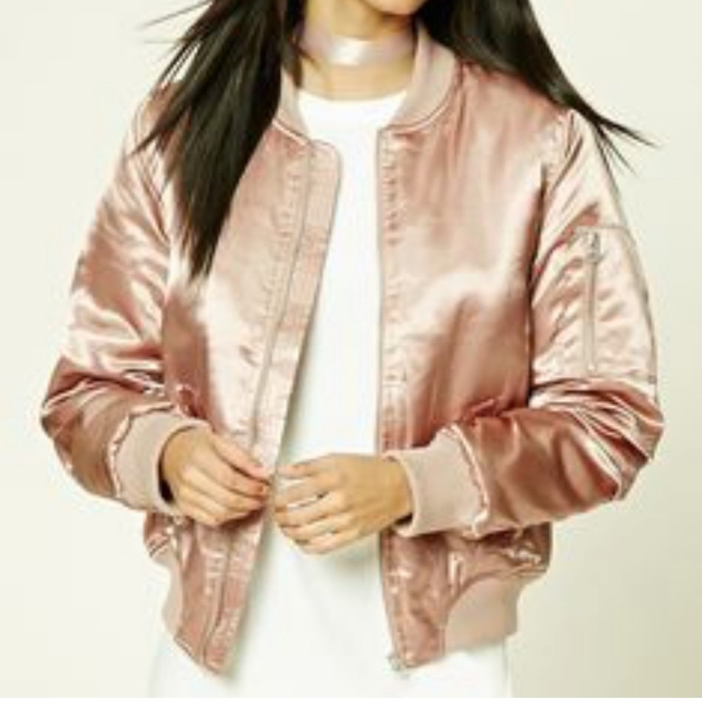 Metallic Pink Bomber Jacket